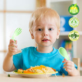 Baby Spoon and fork Set for Baby Feeding (Curved Green)
